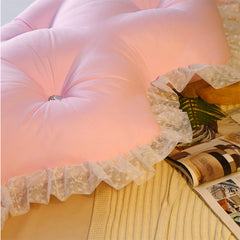 SOGA 180cm Pink Princess Bed Pillow Headboard Backrest Bedside Tatami Sofa Cushion with Ruffle Lace Home Decor