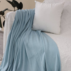 SOGA 2X Sky Blue Acrylic Knitted Throw Blanket Solid Fringed Warm Cozy Woven Cover Couch Bed Sofa Home Decor