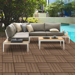 SOGA 2X 11 pcs Dark Chocolate DIY Wooden Composite Decking Tiles Garden Outdoor Backyard Flooring Home Decor