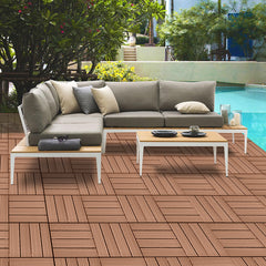 SOGA 2X 11 pcs Red Brown DIY Wooden Composite Decking Tiles Garden Outdoor Backyard Flooring Home Decor