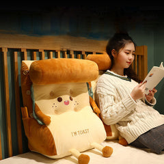 SOGA Cute Face Toast Bread Wedge Cushion Stuffed Plush Cartoon Back Support Pillow Home Decor