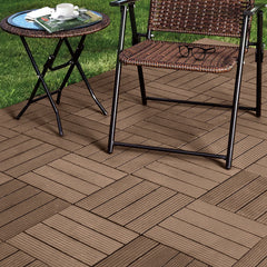 SOGA 2X 11 pcs Dark Chocolate DIY Wooden Composite Decking Tiles Garden Outdoor Backyard Flooring Home Decor