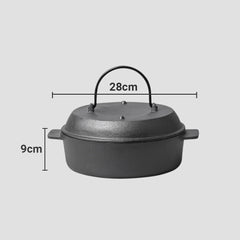 SOGA 2X 28cm Cast Iron Dutch Oven Pre-Seasoned Cast Iron Pot with Lid