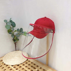 Outdoor Protection Hat Anti-Fog Pollution Dust Saliva Protective Cap Full Face HD Shield Cover Kids Red