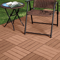 SOGA 2X 11 pcs Red Brown DIY Wooden Composite Decking Tiles Garden Outdoor Backyard Flooring Home Decor