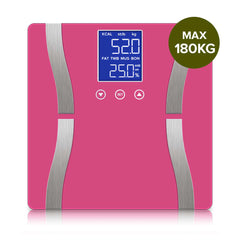 SOGA Glass LCD Digital Body Fat Scale Bathroom Electronic Gym Water Weighing Scales Pink