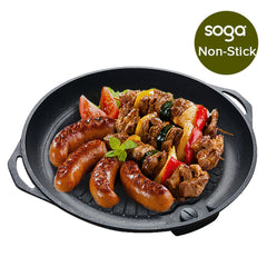 SOGA Portable Korea BBQ Butane Gas Stove Stone Grill Pot Non Stick Coated Round Plate