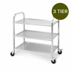 SOGA 3 Tier Stainless Steel Kitchen Dinning Food Cart Trolley Utility Size 85x45x90cm Medium