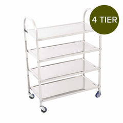 SOGA 4 Tier Stainless Steel Kitchen Dinning Food Cart Trolley Utility Size Square Medium