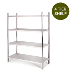 SOGA Stainless Steel 4 Tier Kitchen Shelving Unit Display Shelf Home Office 180CM