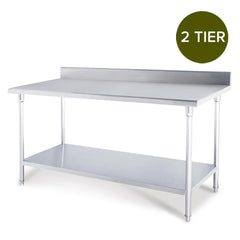 SOGA Commercial Catering Kitchen Stainless Steel Prep Work Bench Table with Back-splash 80*70*85cm