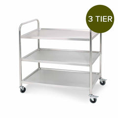 SOGA 3 Tier Stainless Steel Kitchen Dinning Food Cart Trolley Utility Round 81x46x85cm Small