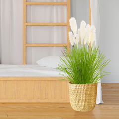 SOGA 2X 137cm Potted Tall Silk Fake Pampas Grass, Artificial Plants Reed Greenery Flowers, Home Decor