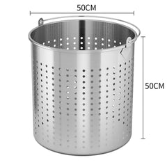 SOGA 2X 98L 18/10 Stainless Steel Perforated Stockpot Basket Pasta Strainer with Handle
