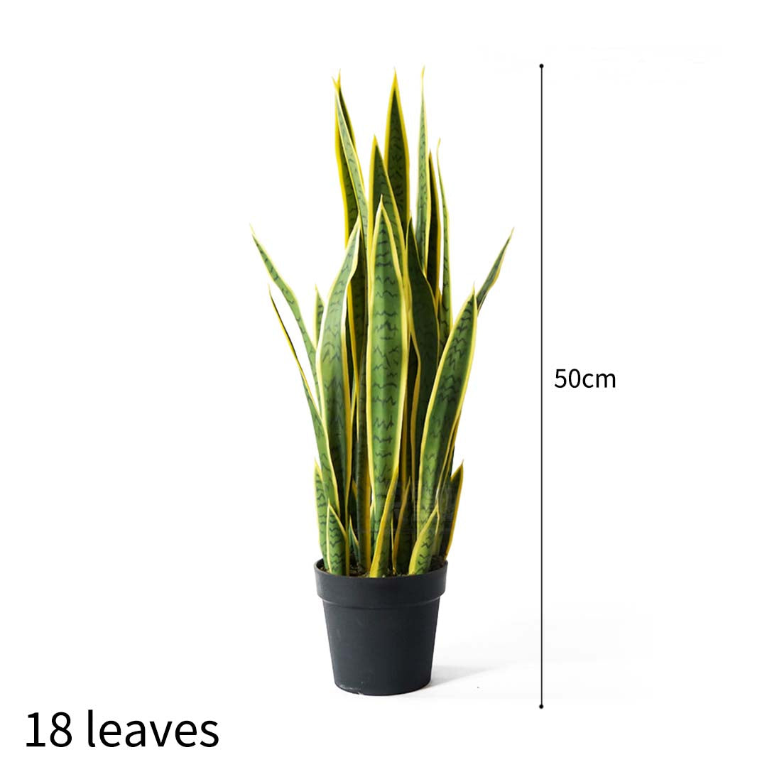 Faux Artificial Snake Plant in Pot Yellow Edged Leaf