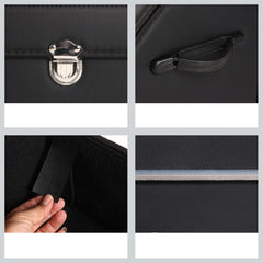 SOGA Leather Car Boot Collapsible Foldable Trunk Cargo Organizer Portable Storage Box With Lock Black Large