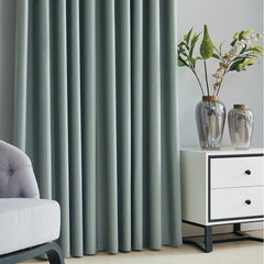 Anyhouz Curtains 200cm Yale Blue Premium Plain Design Window Drape Curtains for Beedroom Living Room